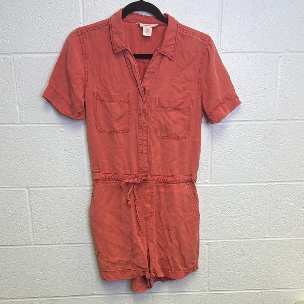 C&C California Coral Jumpsuit with Drawstring Waist and Short Sleeves